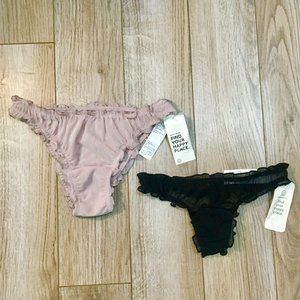 NWT Lettuce Trim Ruched Mesh Panties